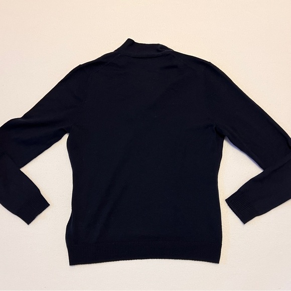BROOKS BROTHERS dark navy v-neck 100% merino wool soft long sleeve sweater top - Picture 6 of 9